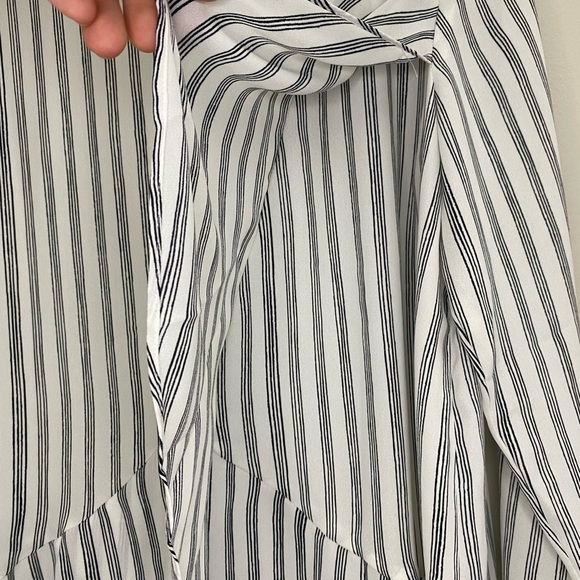 LOFT Women's Striped Long Sleeve Ruffle Hem Blouse - Picture 4 of 6